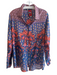 Johnny Was Size S Blue Silk Pattern Long Sleeve Button Up Collar Top Blue / S