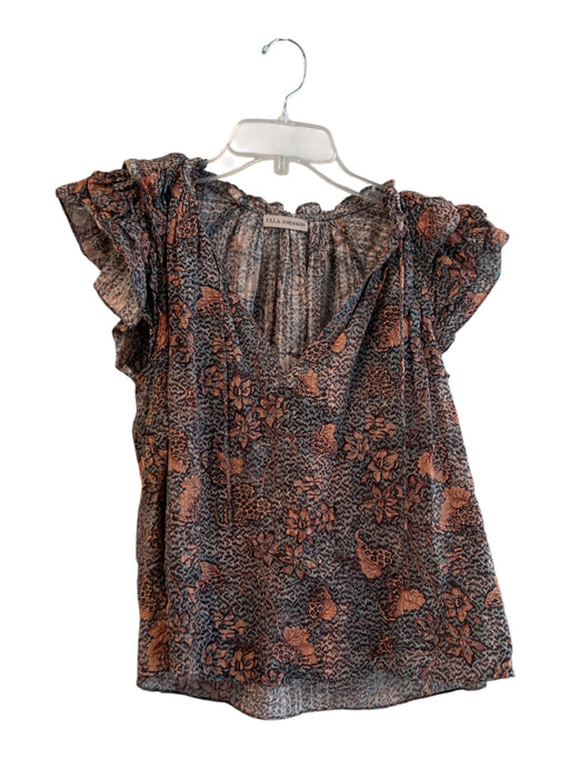 Ulla Johnson Size Est S Brown & Multi No Fabric Tag Short Sleeve V Neck Top Brown & Multi / Est S