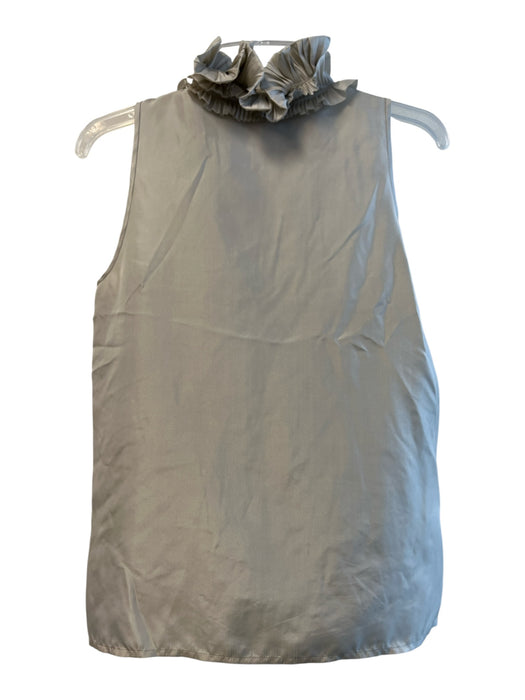 J Crew Size 6 Gray Silk Sleeveless solid color Ruffle Detail 3/4 Button Top Gray / 6