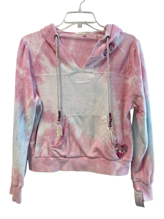 Love Shack Fancy Size S Pink & White Cotton Long Sleeve Tye Dye Hooded Sweater Pink & White / S