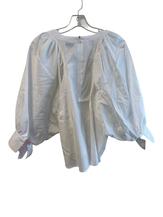 Harshman Size XS White Cotton Long Sleeve solid color Back Zip High Neck Top White / XS