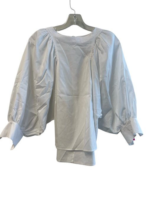 Harshman Size XS White Cotton Long Sleeve solid color Back Zip High Neck Top White / XS
