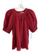 Ulla Johnson Size 6 Red Cotton Shirt Sleeves Key Hole Back Striped Top Red / 6