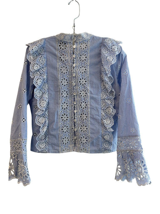 Sea New York Size 6 blue and white No Fabric Tag Long Sleeve Lace design Top blue and white / 6
