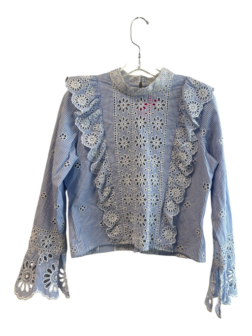 Sea New York Size 6 blue and white No Fabric Tag Long Sleeve Lace design Top blue and white / 6