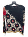 Etro Size 43" Black Red Beige Wool Abstract Long Sleeve Round Neck Top Black Red Beige / 43"