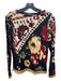 Etro Size 43" Black Red Beige Wool Abstract Long Sleeve Round Neck Top Black Red Beige / 43"