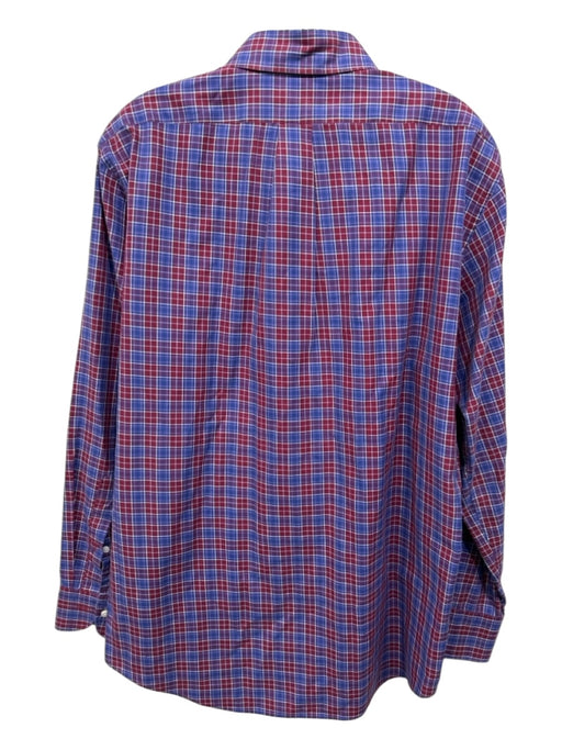 Sid Mashburn Size L Red & Blue Cotton Plaid Button up Men's Long Sleeve Shirt Red & Blue / L
