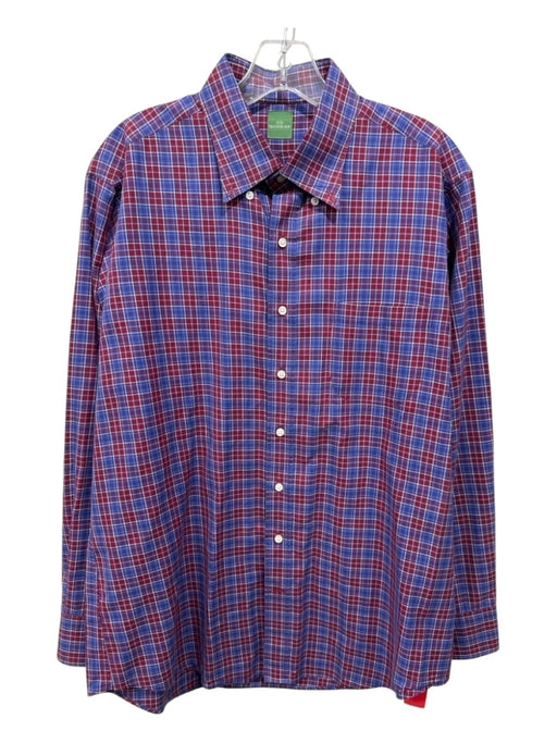 Sid Mashburn Size L Red & Blue Cotton Plaid Button up Men's Long Sleeve Shirt Red & Blue / L