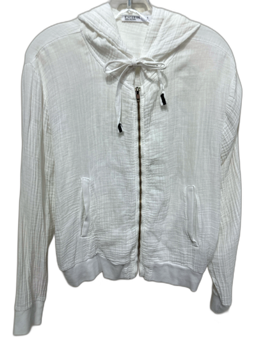 Stateside Size S/M White Cotton Long Sleeve Gauze Zip front Short Set White / S/M