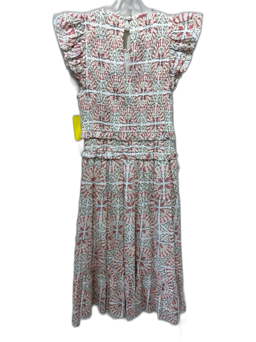 Cleobella Size Small Red, Cream, Gray Cotton Ruffle Cap Sleeve Floral Dress Red, Cream, Gray / Small