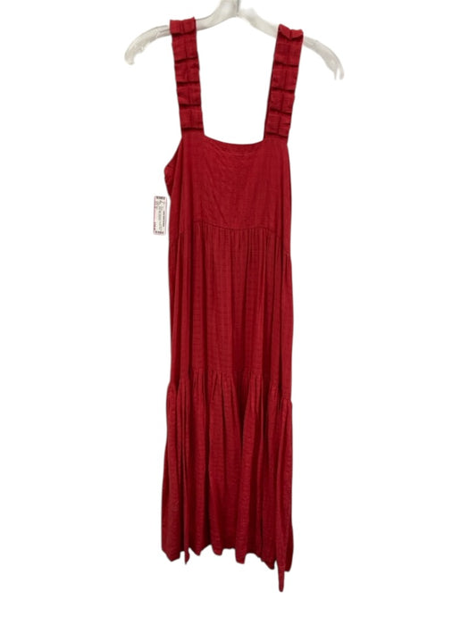 Mirth Size S Red Cotton Sleeveless Shoulder Strap pleats Maxi Dress Red / S