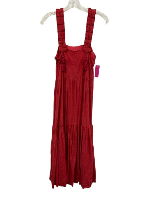Mirth Size S Red Cotton Sleeveless Shoulder Strap pleats Maxi Dress Red / S