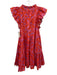 Caballero Size S Orange & Purple Cotton Floral Ruffles Midi Cap Sleeve Dress Orange & Purple / S