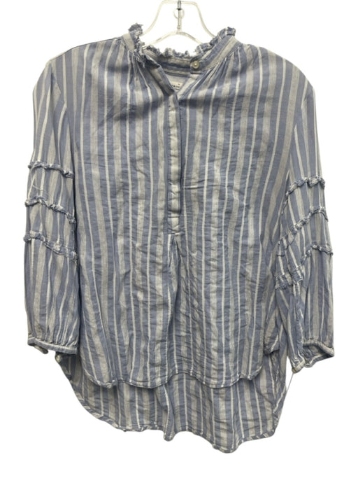 Trovata Birds of Paradis Size XS Blue & White Cotton Striped Long Sleeve Top Blue & White / XS
