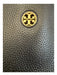 Tory Burch Black Pebble Leather Two Handle Snap Closure Tote Gold Logo Bag Black / L