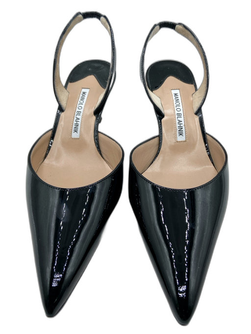 Manolo Blahnik Shoe Size 38.5 Black Patent Leather Pointed Toe D'Orsay Pumps Black / 38.5