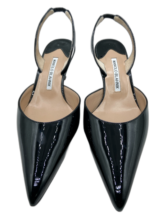 Manolo Blahnik Shoe Size 38.5 Black Patent Leather Pointed Toe D'Orsay Pumps Black / 38.5