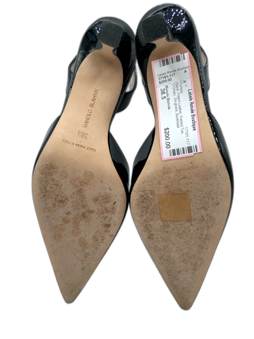Manolo Blahnik Shoe Size 38.5 Black Patent Leather Pointed Toe D'Orsay Pumps Black / 38.5