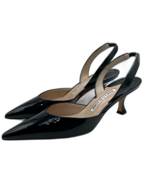 Manolo Blahnik Shoe Size 38.5 Black Patent Leather Pointed Toe D'Orsay Pumps Black / 38.5