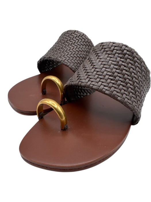Simkhai Shoe Size 39 Brown Leather Toe Strap Woven Strap Open Toe Sandals Brown / 39