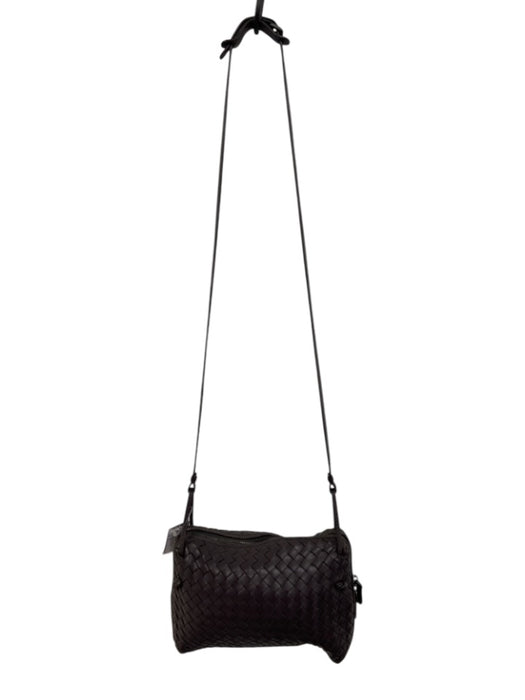 Bottega Veneta Dark Purple Leather Woven Crossbody Zip closure Dustbag Inc. Bag Dark Purple / S
