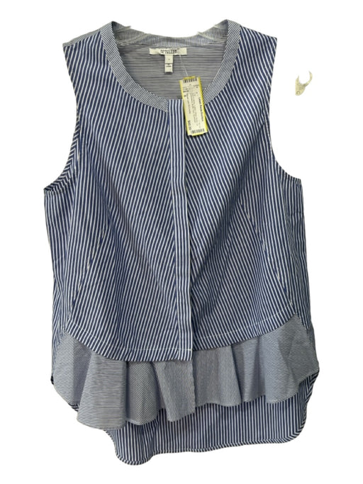 Derek Lam 10 Crosby Size 6 Blue & White Cotton Stripe Button Up Sleeveless Top Blue & White / 6