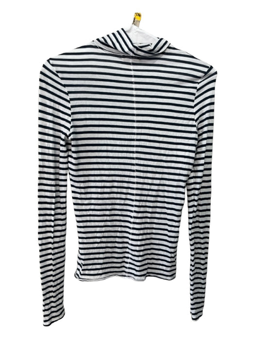 Rag & Bone Size M Blue & White Cotton Striped Long Sleeve Mock Neck Top Blue & White / M