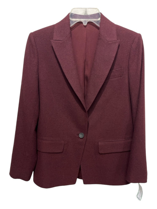 Vince Size 2 Dark Red Wool Blend Flap Pocket 1 Button Blazer Jacket Dark Red / 2