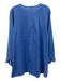 Eileen Fisher Size M Blue Linen Long Sleeve Buttons Midi Dress Blue / M