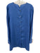 Eileen Fisher Size M Blue Linen Long Sleeve Buttons Midi Dress Blue / M