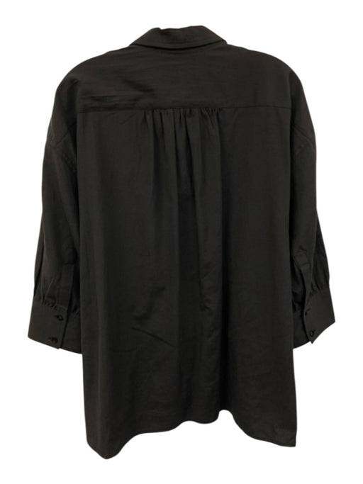 Pomander Place Size M Black Cotton Blend Long Sleeve pocket Button Down Top Black / M