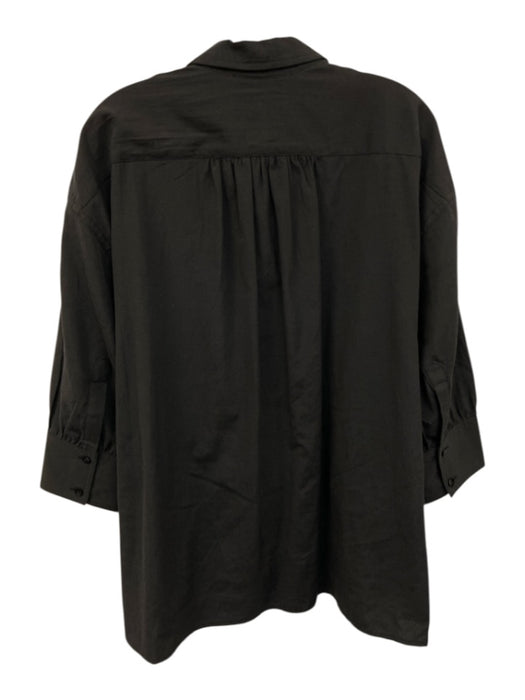 Pomander Place Size M Black Cotton Blend Long Sleeve pocket Button Down Top Black / M