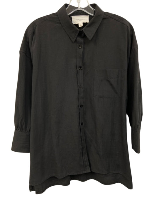 Pomander Place Size M Black Cotton Blend Long Sleeve pocket Button Down Top Black / M