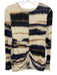 Reiss Size 10 Cream, Blue, Brown Wool Blend Stripe Ruched Front Long Sleeve Top Cream, Blue, Brown / 10