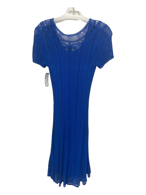 Ralph Lauren Size Small Cobalt Blue Viscose Crochet Knit Slip Inc V Neck Dress Cobalt Blue / Small