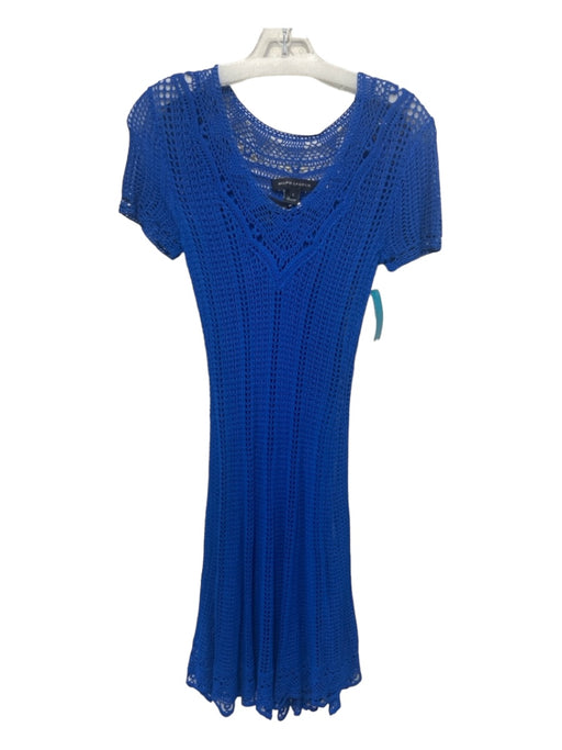 Ralph Lauren Size Small Cobalt Blue Viscose Crochet Knit Slip Inc V Neck Dress Cobalt Blue / Small