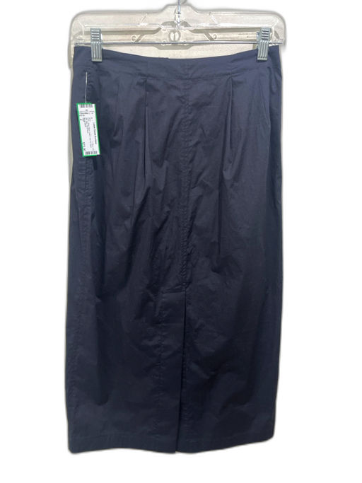 TWP Size 4 Navy Blue Cotton Zip Fly Back Slit Midi Skirt Navy Blue / 4