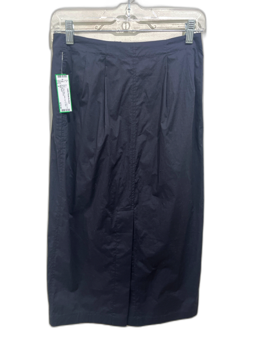 TWP Size 4 Navy Blue Cotton Zip Fly Back Slit Midi Skirt Navy Blue / 4