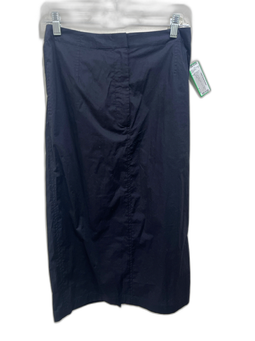 TWP Size 4 Navy Blue Cotton Zip Fly Back Slit Midi Skirt Navy Blue / 4