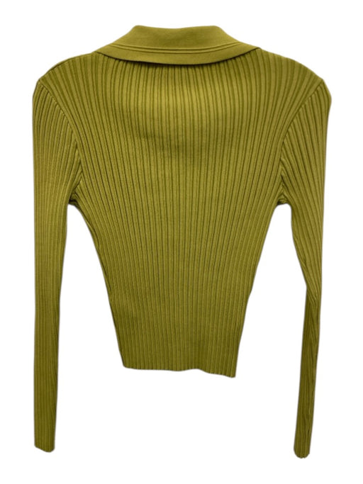 Sandro Size 0 Light Green Viscose Blend Ribbed Button Front Long Sleeve Top Light Green / 0