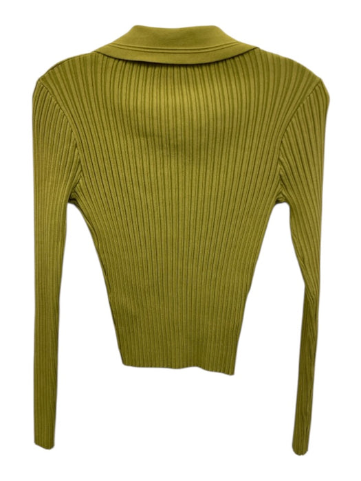 Sandro Size 0 Light Green Viscose Blend Ribbed Button Front Long Sleeve Top Light Green / 0