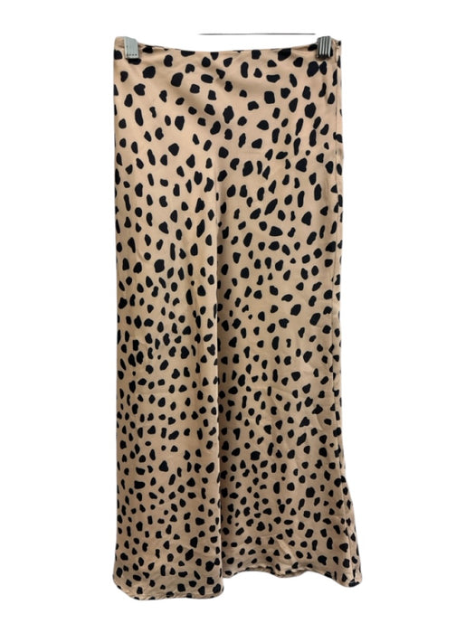 Lovers + Friends Size XXS Beige & Black Polyester Satin Animal Print Midi Skirt Beige & Black / XXS