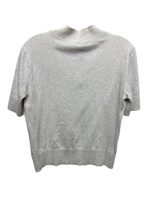 Everlane Size M Light Gray Cotton Short Sleeve Heathered 1/4 Button Sweater Light Gray / M