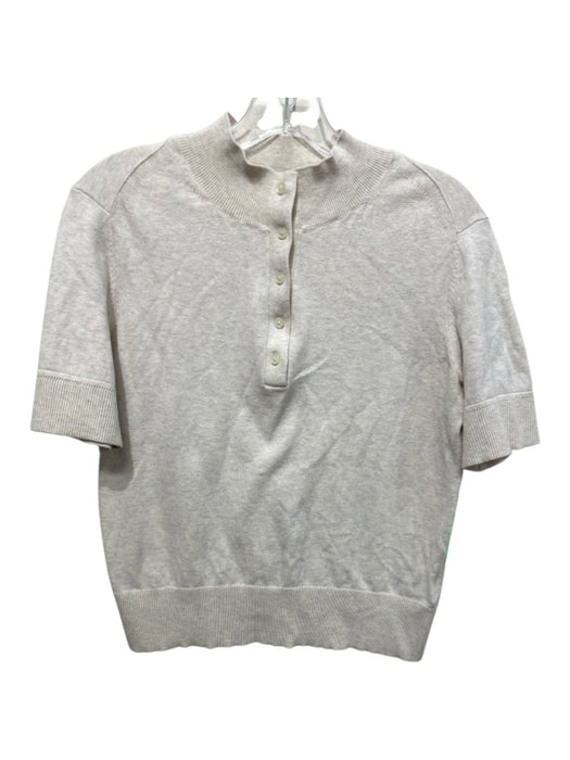 Everlane Size M Light Gray Cotton Short Sleeve Heathered 1/4 Button Sweater Light Gray / M