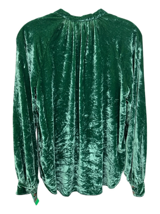 Pilcro Size M Emerald Green Viscose Blend Long Sleeve Crushed Velvet Top Emerald Green / M