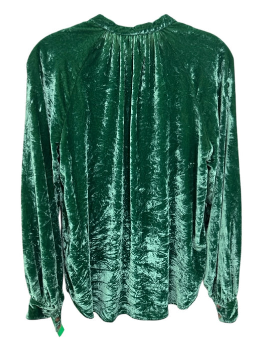 Pilcro Size M Emerald Green Viscose Blend Long Sleeve Crushed Velvet Top Emerald Green / M
