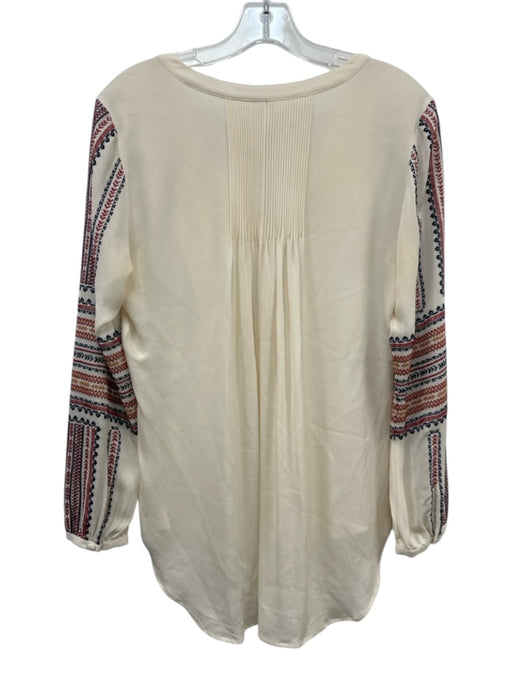 Veronica Beard Size 6 Cream & Multi Silk Button Detail Hi Low Top Cream & Multi / 6