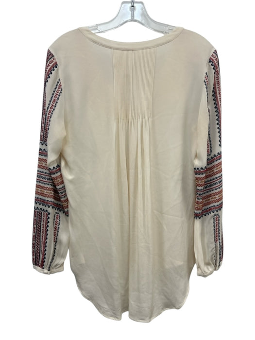 Veronica Beard Size 6 Cream & Multi Silk Button Detail Hi Low Top Cream & Multi / 6