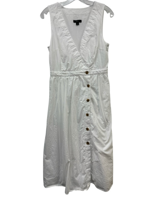J. Crew Size 4 White Cotton Sleeveless Button Front Pockets Dress White / 4